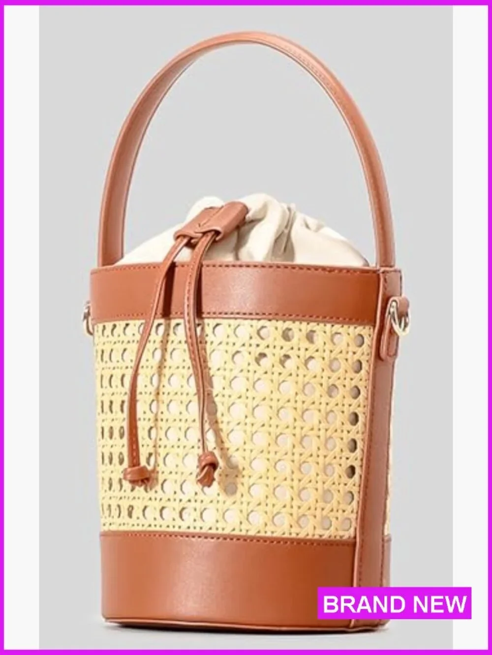 Straw Bucket Bag Drawstring Crossbody Purse Cute Hobo Beach Tote Shoulder Bag